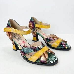 L’Artiste Glamour Heeled Sandals Multicolor Leather Strappy size 37 2 US 6.5-7
